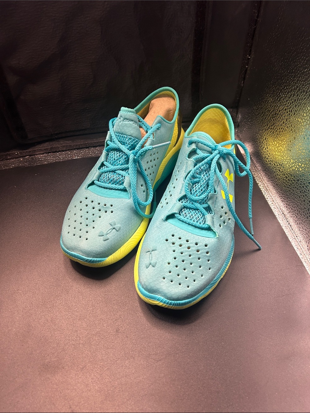 Under Armour Women's Teal Athletic Sneakers with Yellow Highlights